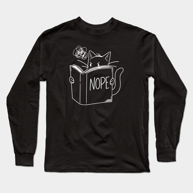 Cat Reading Book NOPE by Tobe Fonseca Long Sleeve T-Shirt by Tobe_Fonseca